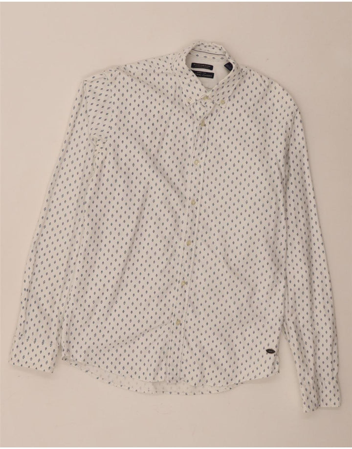 Мужская рубашка классического кроя Scotch & Soda, хлопок среднего размера, белый пятнистый цвет