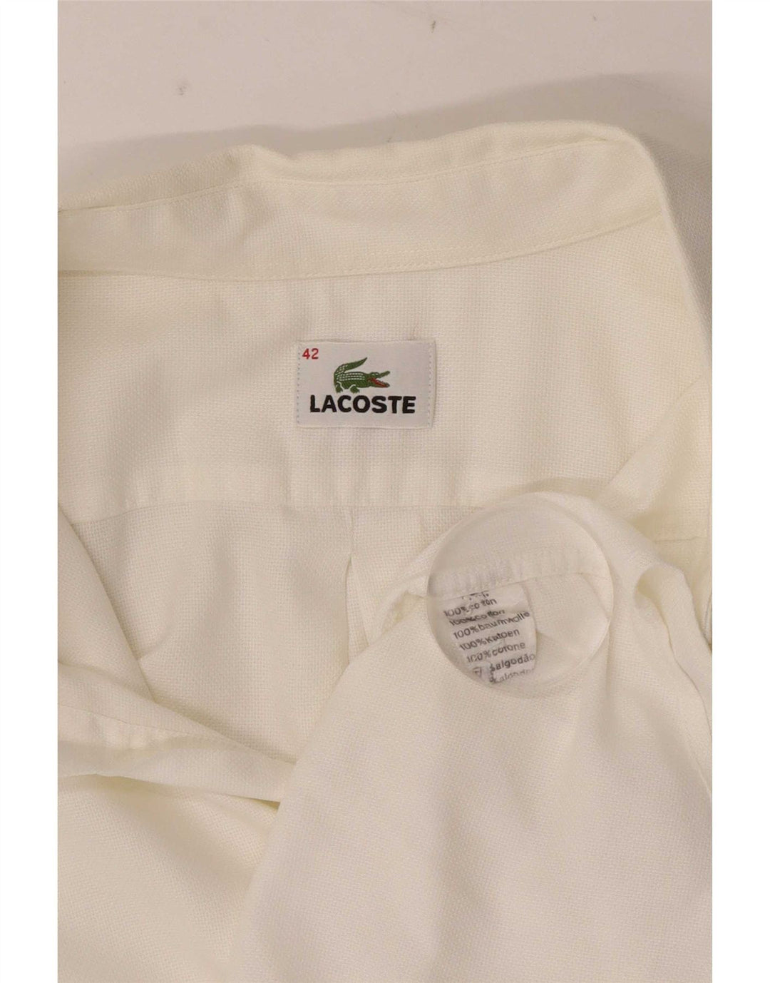 Мужская рубашка с коротким рукавом Lacoste, размер 42, большая белая хлопковая ткань