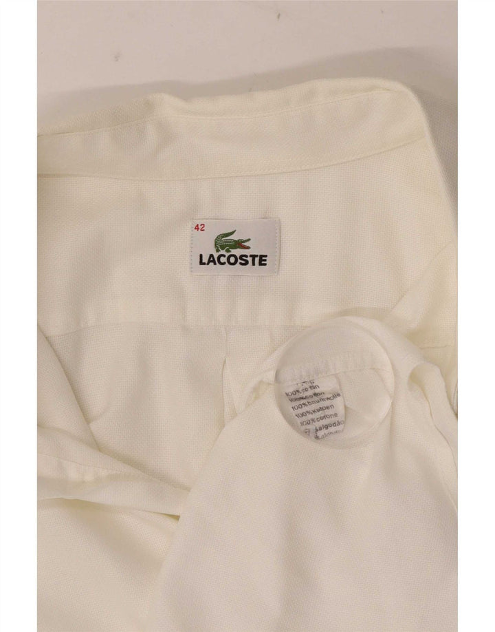 Мужская рубашка с коротким рукавом Lacoste, размер 42, большая белая хлопковая ткань