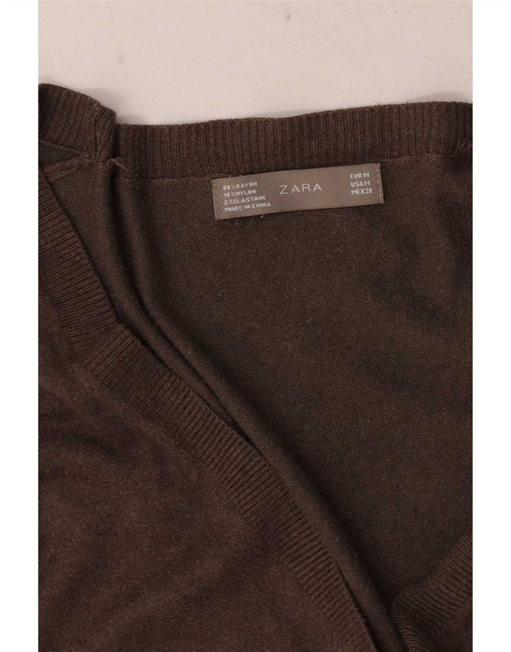 Женский кардиган Zara UK 12, средний коричневый вискоза