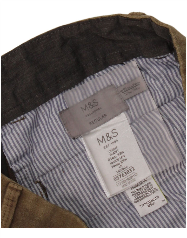 Женские брюки чиносы Marks & Spencer стандартного размера W32 L29, бежевый хлопок