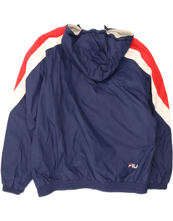 Мужская двусторонняя куртка Fila с капюшоном UK 42 XL Темно-синяя, полиамид с цветными блоками