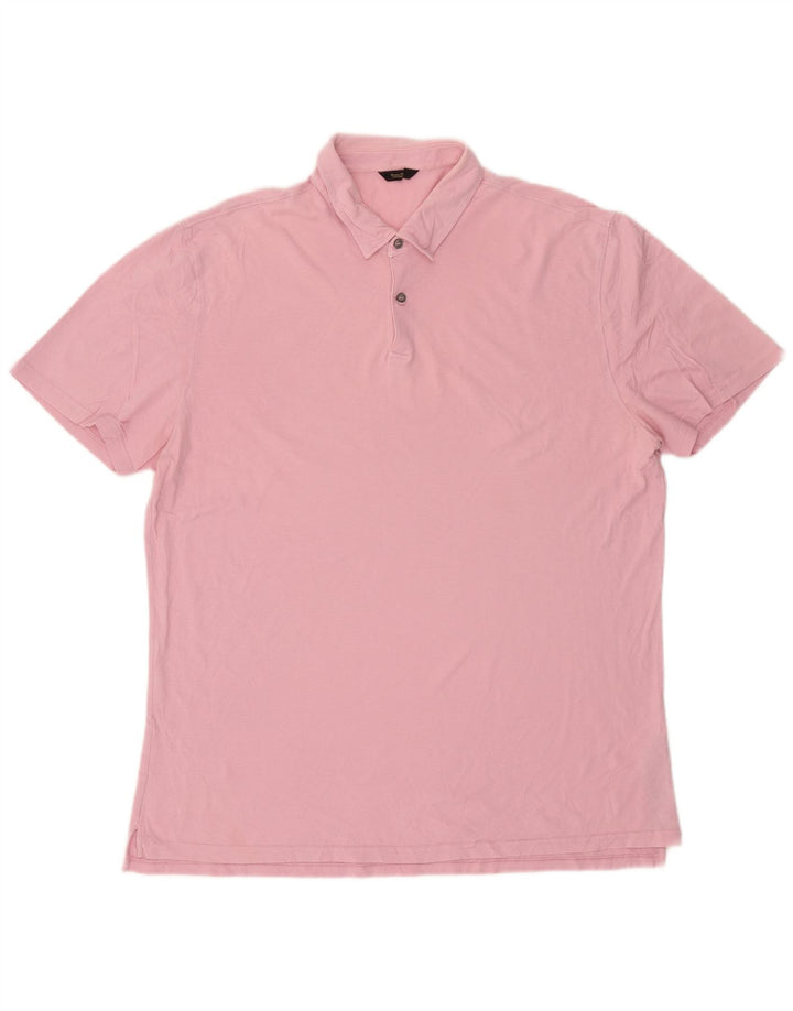 Мужская рубашка-поло Massimo Dutti 2XL розовая, хлопок