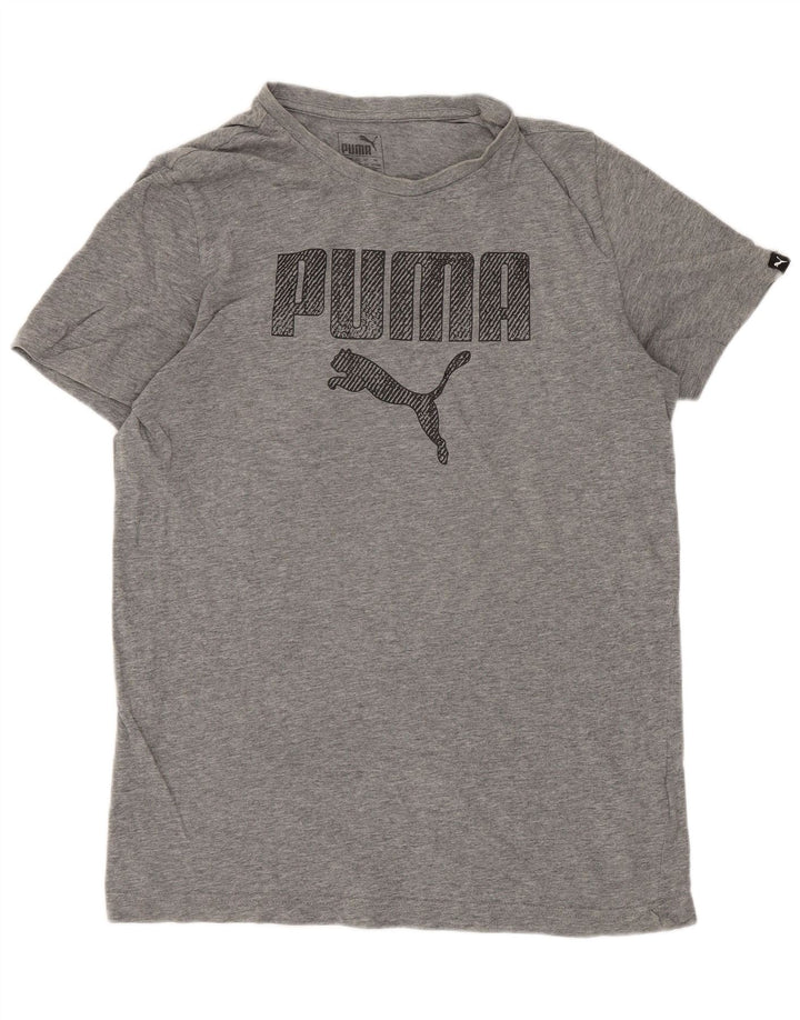 Футболка Puma Regular с рисунком для мальчиков, топ 15–16 лет, серый хлопок