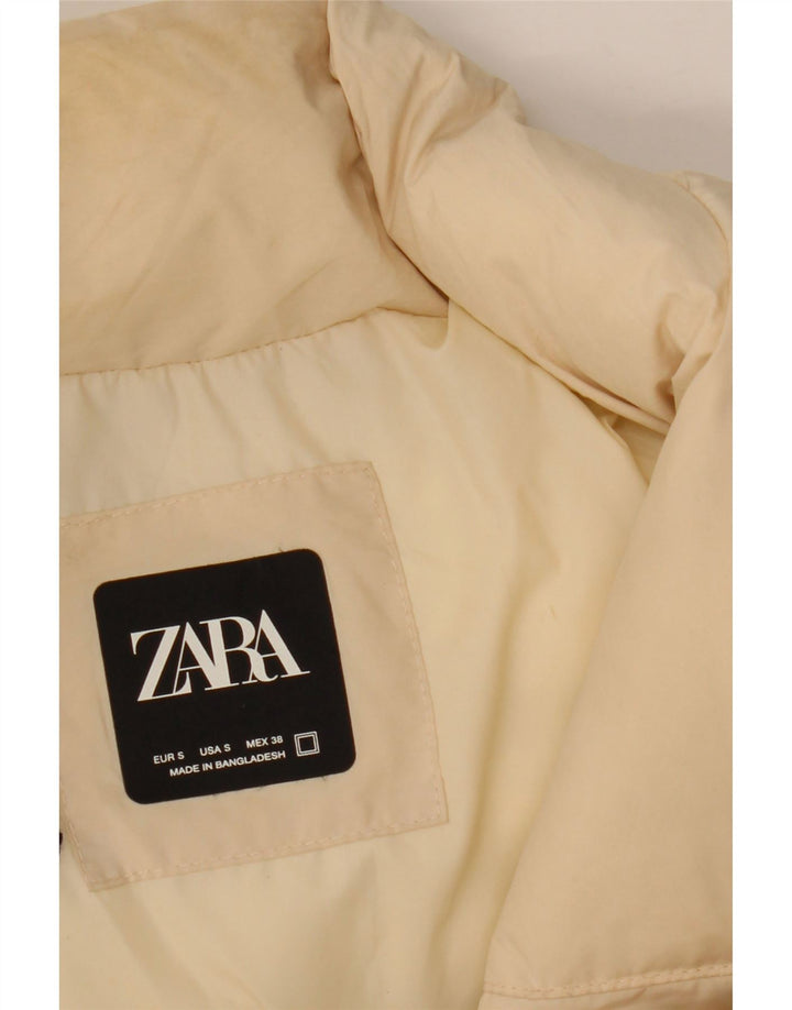 Мужская стеганая куртка ZARA UK 36, маленький размер, бежевый нейлон