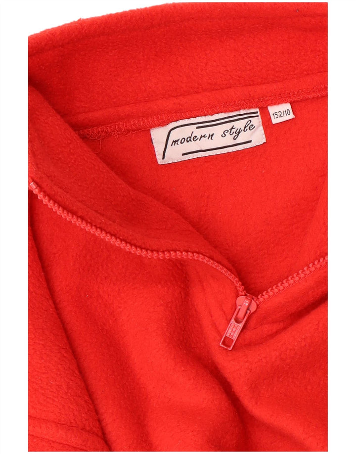 ВИНТАЖНЫЙ Флисовый джемпер с воротником на молнии для мальчиков 9-10 лет, красный