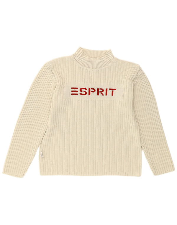 Женский джемпер с высоким воротом и рисунком Esprit UK 14, средний белый хлопок, хлопок
