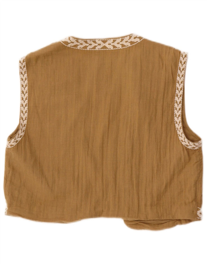 Женский жилет Zara UK 12, средний, бежевый с цветочным принтом