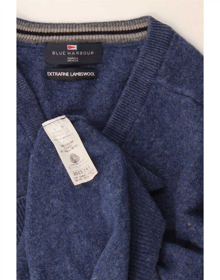 Женский джемпер с v-образным вырезом Marks & Spencer UK 14, средний темно-синий