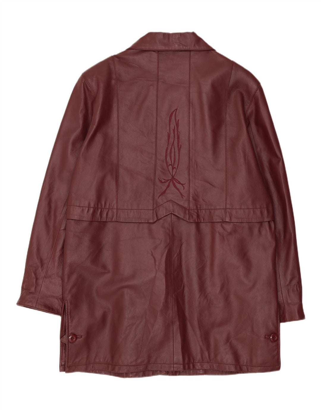 Винтажное женское кожаное пальто IT 48 XL Темно-бордовая кожа