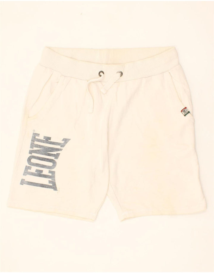 LEONE Mens Graphic Sport Shorts XL  Off White Cotton Vintage Leone and Second-Hand Leone from Messina Hembry 