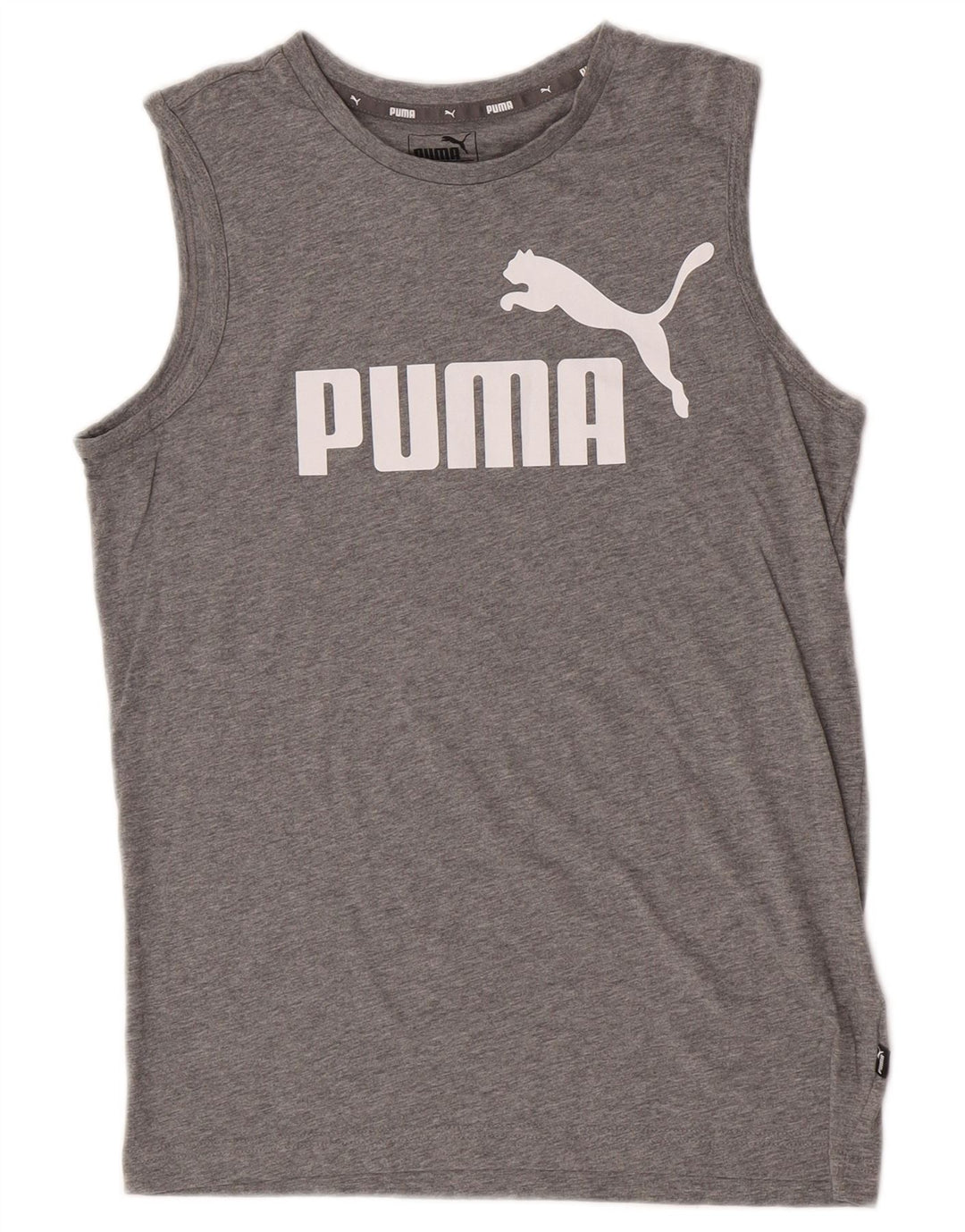 Топ с рисунком Puma для мальчиков 13-14 лет, серый в крапинку