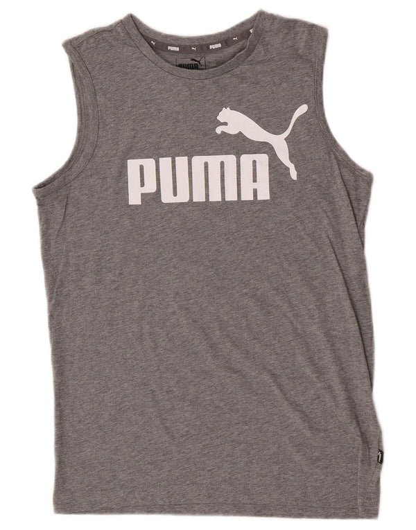 Топ с рисунком Puma для мальчиков 13-14 лет, серый в крапинку