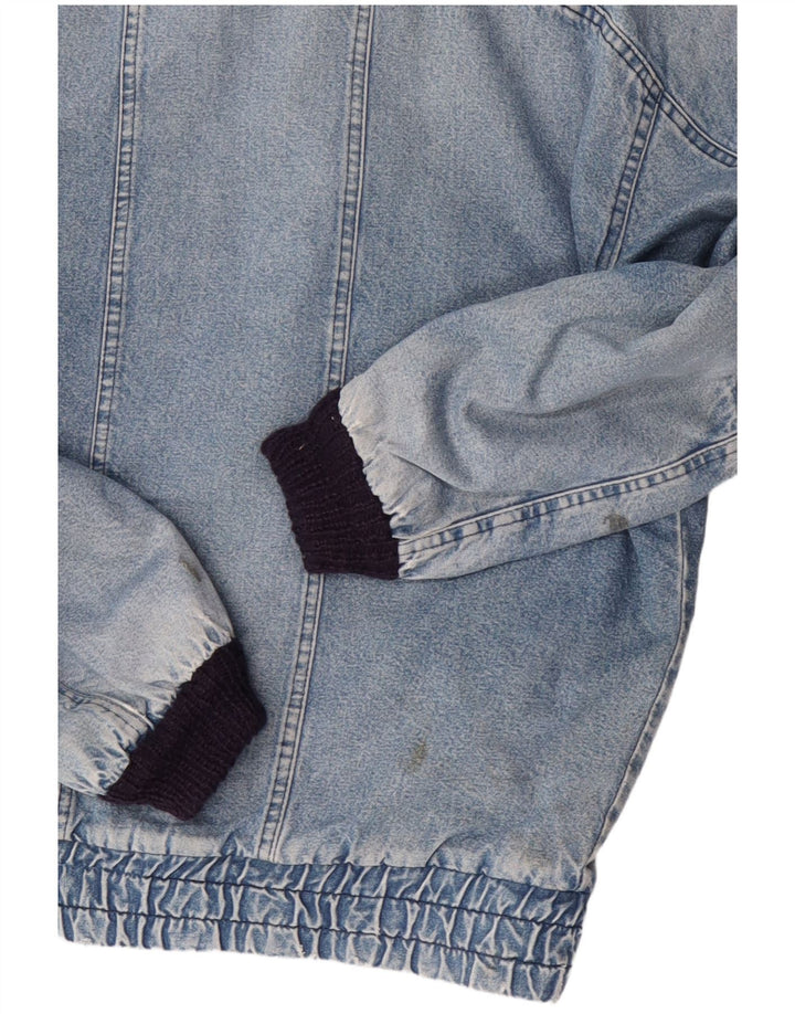 POP 84 Мужская винтажная джинсовая куртка свободного покроя из шерпы, Великобритания 38, средний синий хлопок