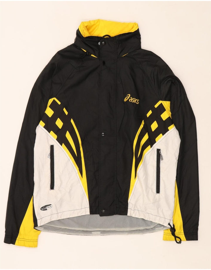 Мужская дождевик с капюшоном ASICS UK 40, большая черная цветная блокировка