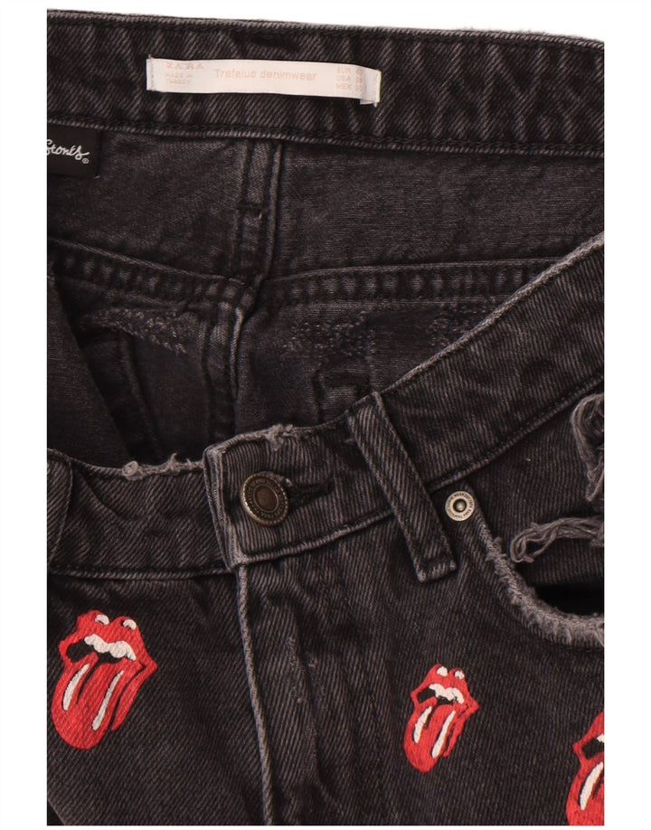 Женские джинсовые шорты с рисунком Zara EU 40 Medium W30, черные