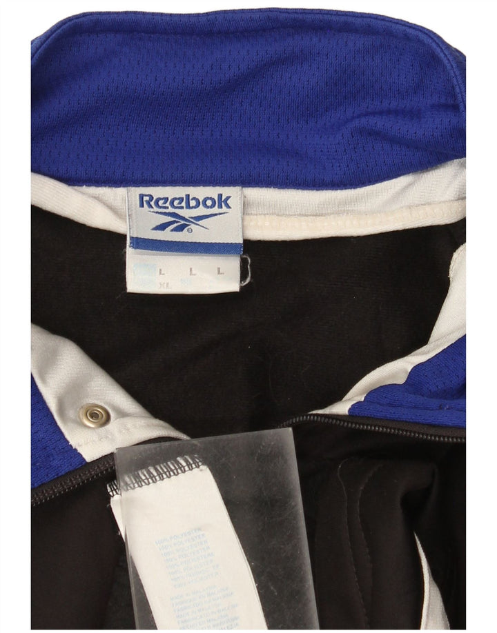 Мужской спортивный костюм Reebok с графическим принтом, большая черная полиэстеровая куртка с цветными блоками