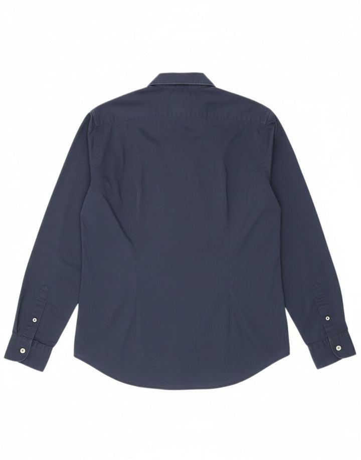 CARRERA Mens Slim Fit Shirt Medium Navy Blue Cotton Vintage Carrera and Second-Hand Carrera from Messina Hembry 