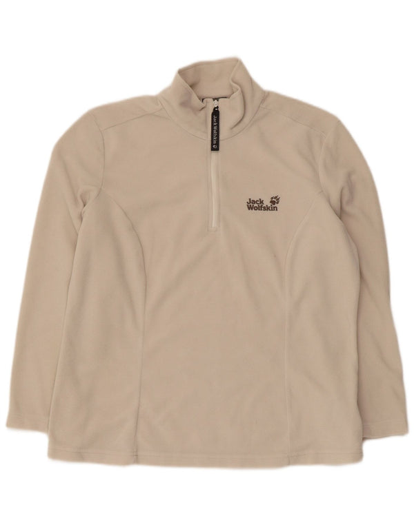 Женский флисовый джемпер JACK WOLFSKIN с воротником на молнии, UK 16, большой, бежевый, полиэстер