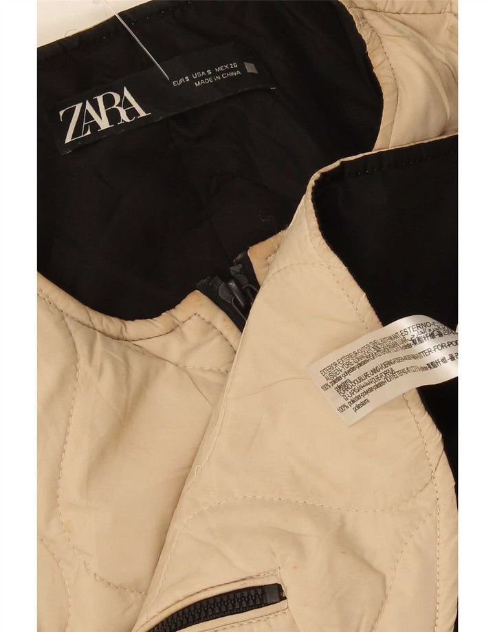 Женская стеганая куртка оверсайз Zara UK 10, маленький размер, бежевый полиэстер