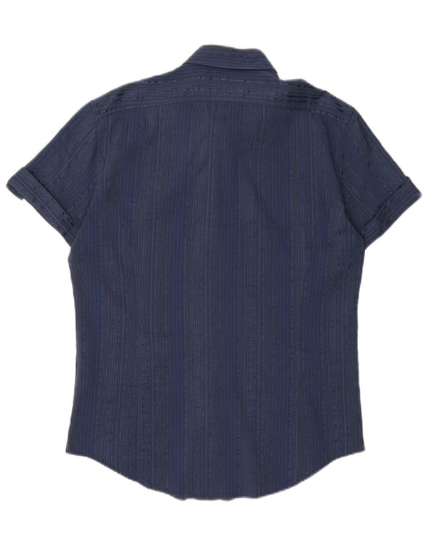 Женская рубашка с коротким рукавом Naracamicie UK 18 XL, хлопковая темно-синяя полоска