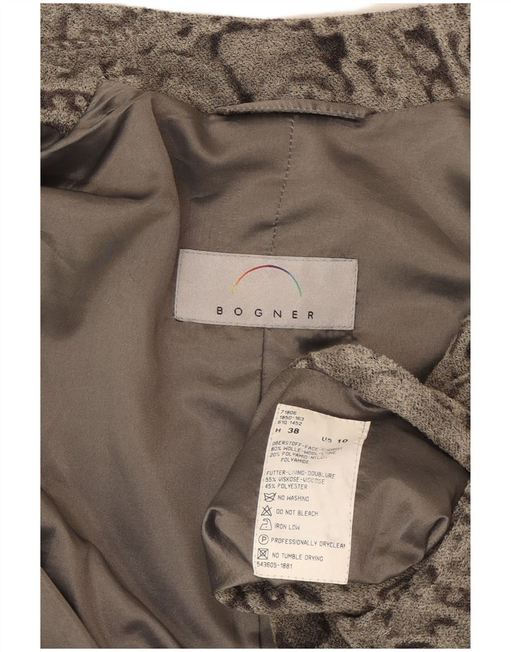 Женский пиджак на 5 пуговицах BOGNER, США 10, большой серый, шерсть с пейсли