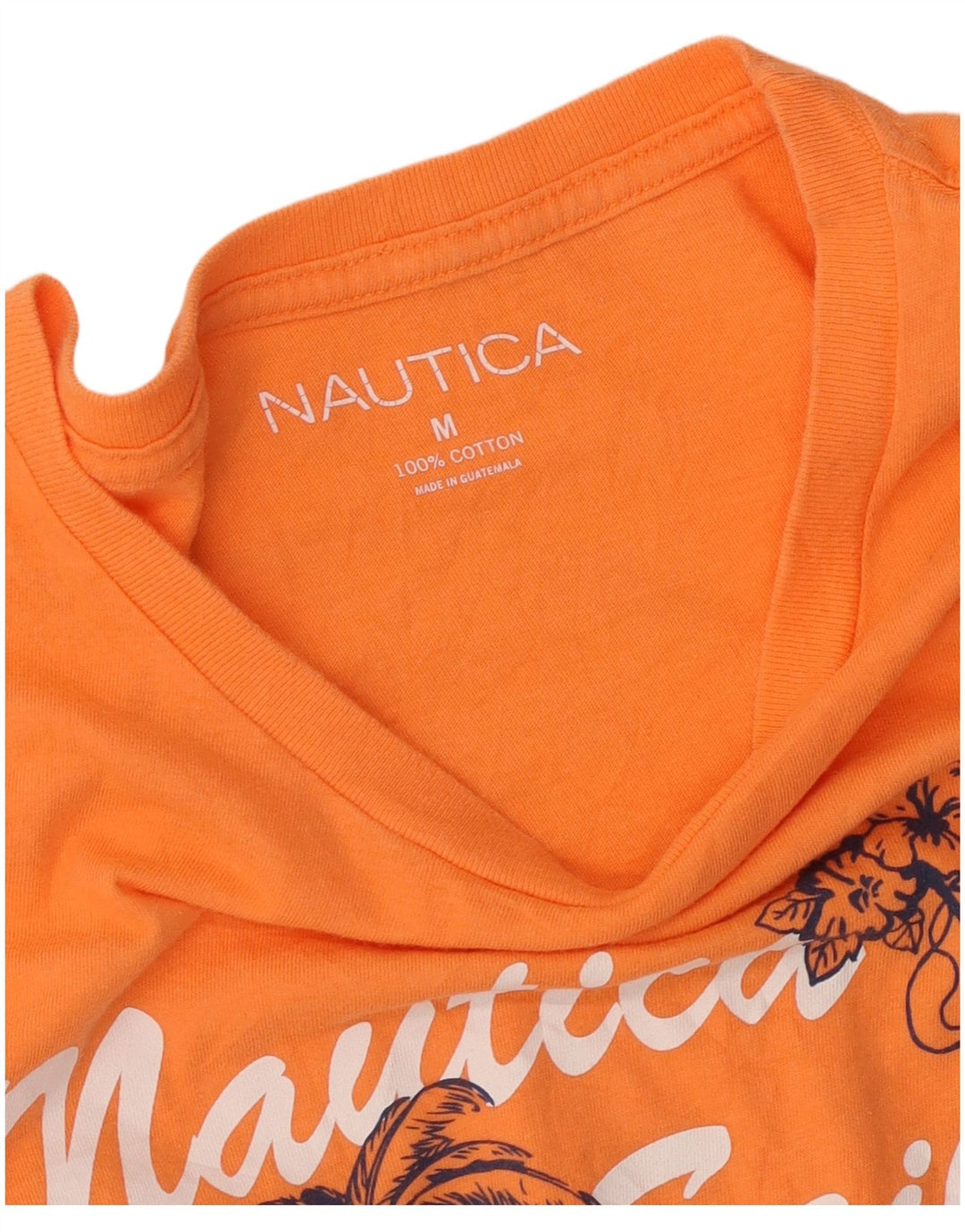 Мужская футболка с рисунком Nautica, хлопковый топ среднего оранжевого цвета