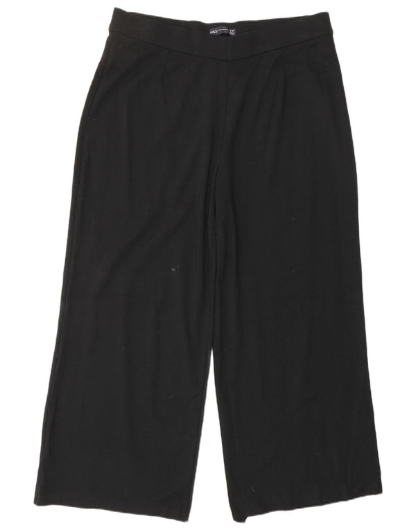 MARKS & SPENCER Womens Wide Leg Casual Trousers UK 18 XL W36 L27  Black