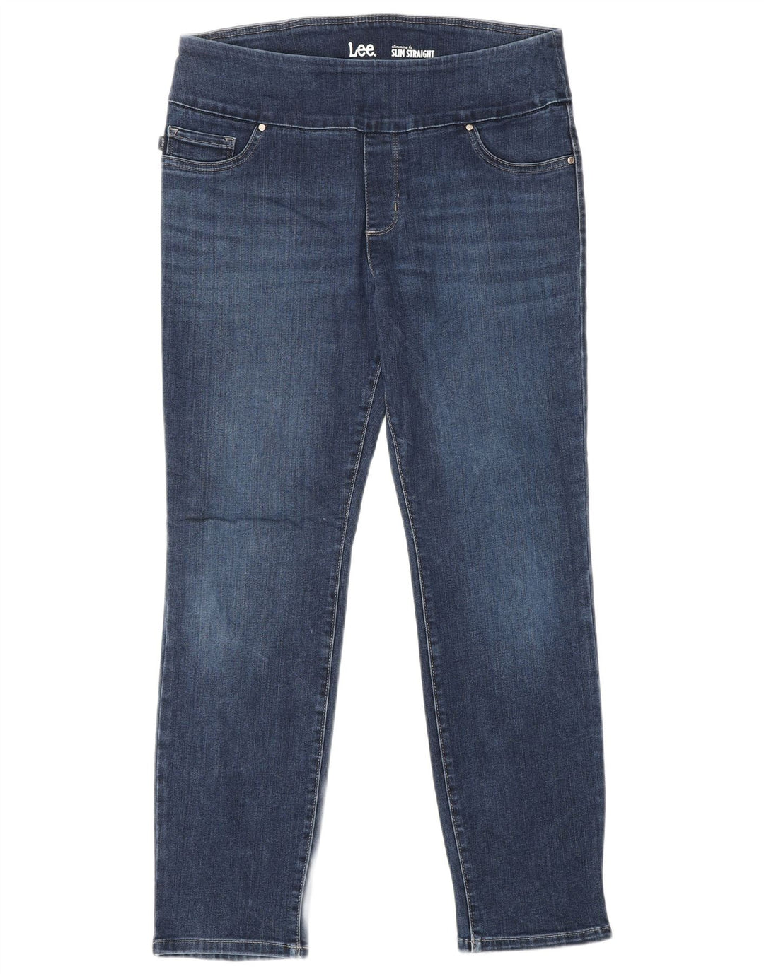 Женские прямые джинсы LEE с высокой посадкой для похудения, США 12, большие W30 L27, синие