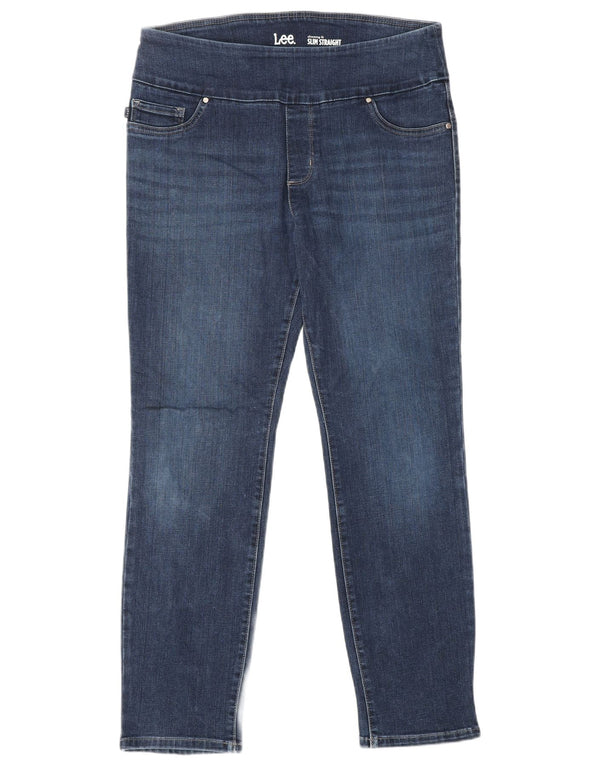 Женские прямые джинсы LEE с высокой посадкой для похудения, США 12, большие W30 L27, синие