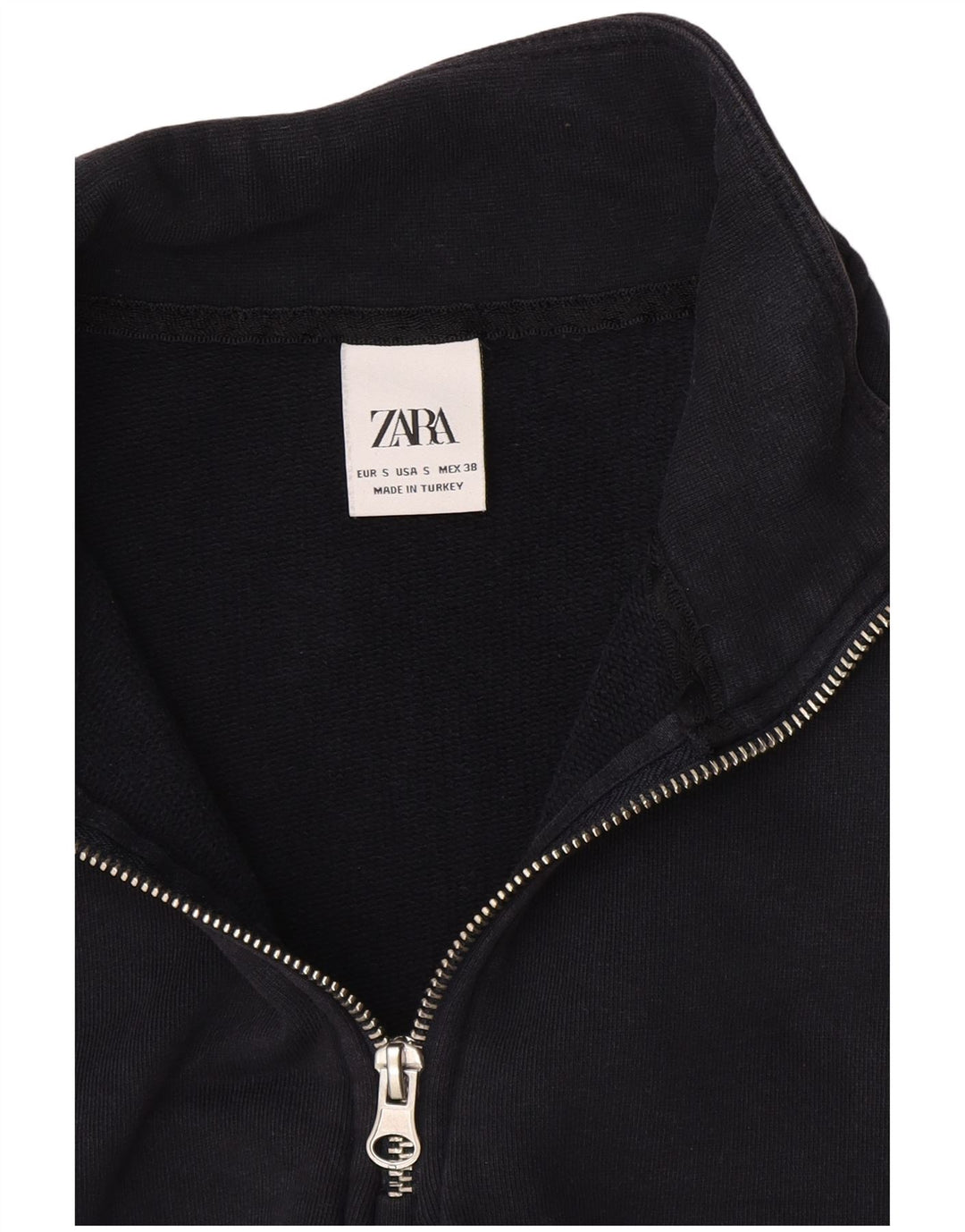 Женский свитер Zara с воротником на молнии, UK 10, маленький, темно-синий