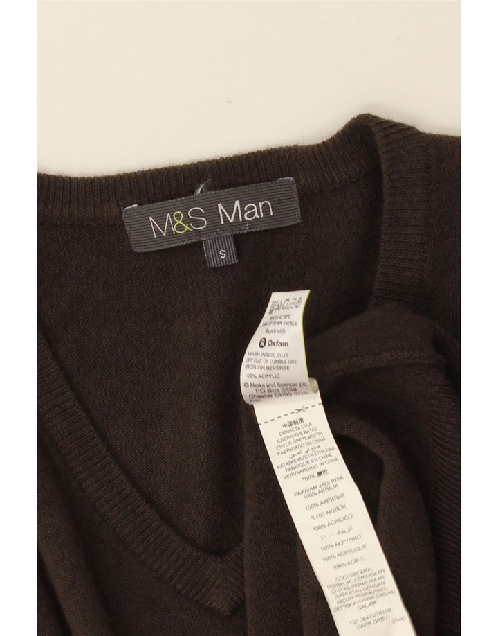Мужской джемпер с v-образным вырезом MARKS & SPENCER, маленький серый акрил
