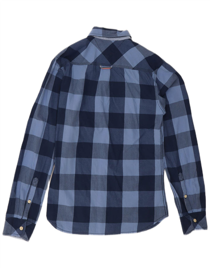 Tommy Hilfiger Мужская рубашка маленького размера, темно-синяя клетка, хлопок