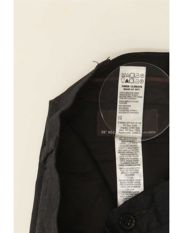 Мужские брюки узкого кроя Marks & Spencer W38 L31, серый полиэстер