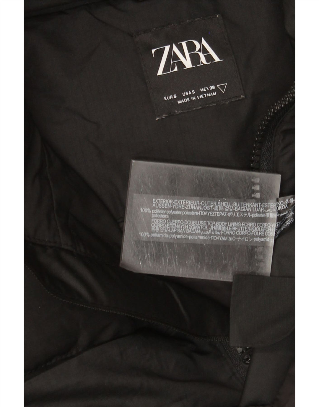 Мужская стеганая куртка свободного покроя ZARA UK 36, маленький черный полиэстер