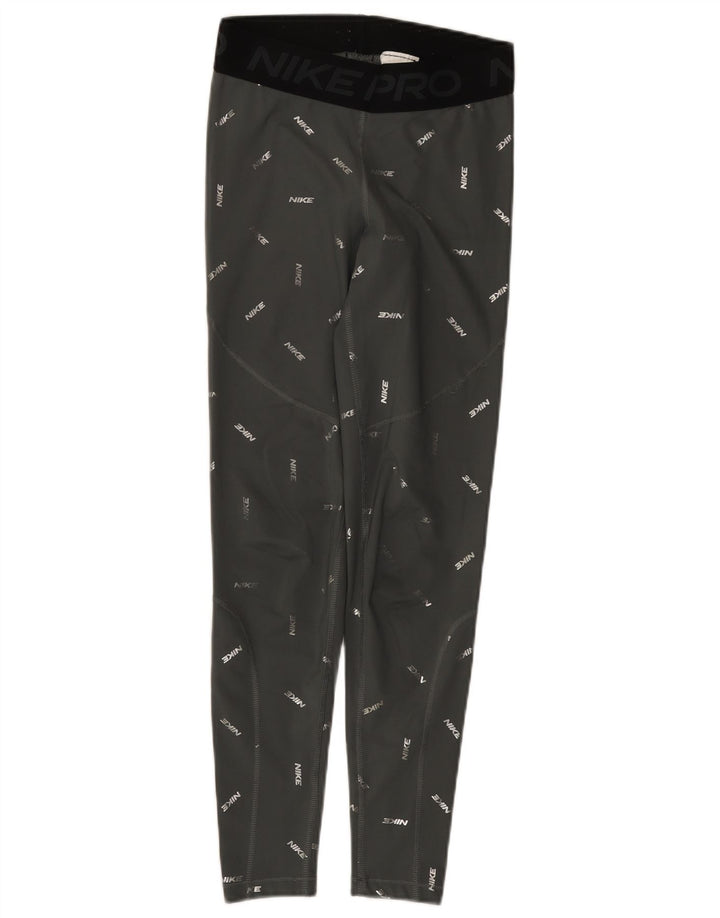 Женские леггинсы с рисунком Nike Dri Fit UK 12, средний серый полиэстер