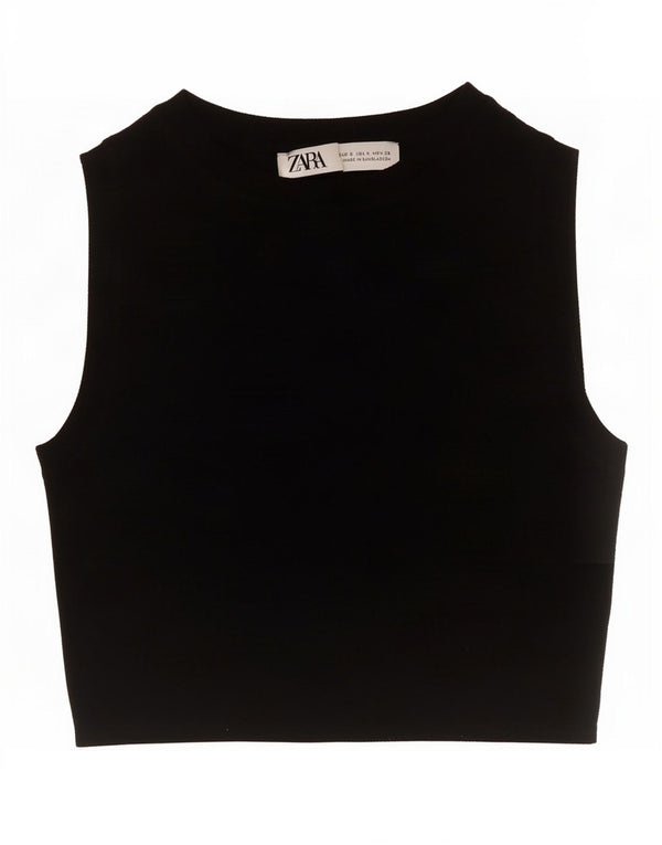 Женский укороченный жилет Zara UK 8, маленький, черный, вискоза