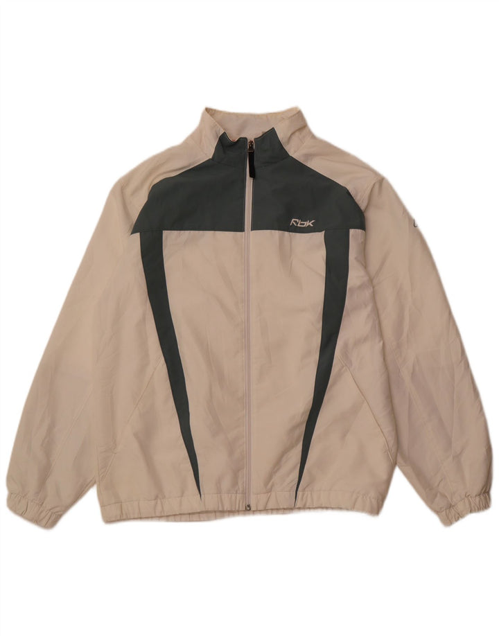 Мужской спортивный костюм REEBOK, большая куртка из полиэстера с цветными блоками белого цвета