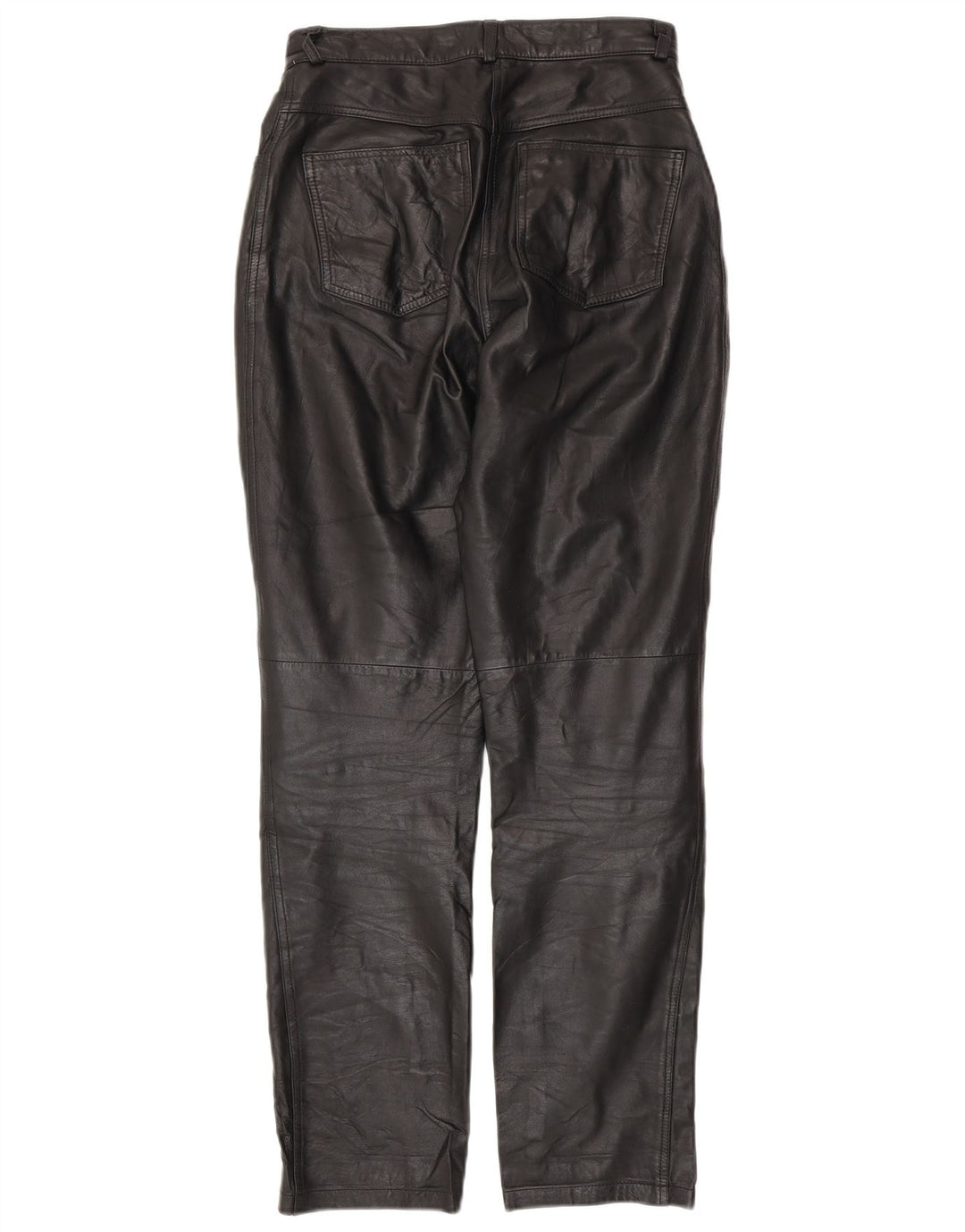 ВИНТАЖНЫЕ женские зауженные кожаные брюки UK 10, маленькие W28 L30, черные кожаные