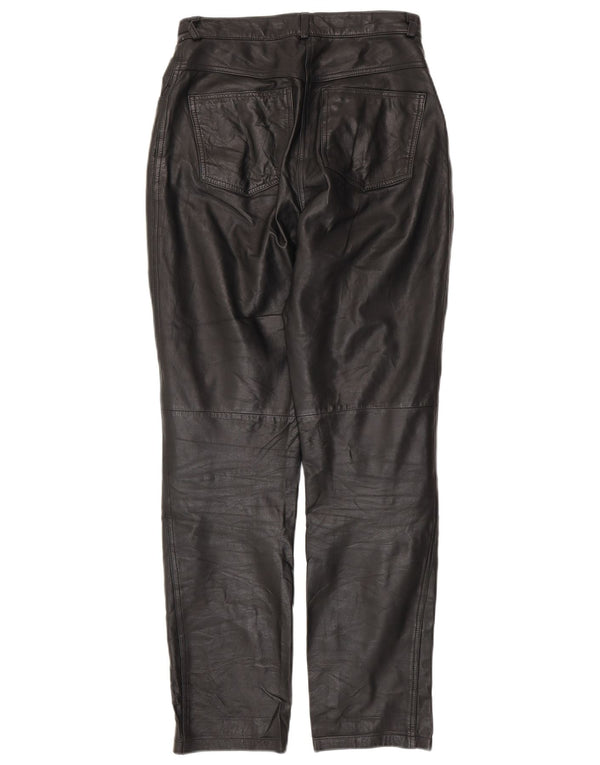 ВИНТАЖНЫЕ женские зауженные кожаные брюки UK 10, маленькие W28 L30, черные кожаные