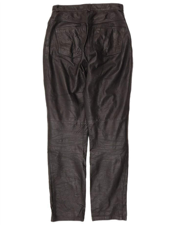 ВИНТАЖНЫЕ женские зауженные кожаные брюки UK 10, маленькие W28 L30, черные кожаные