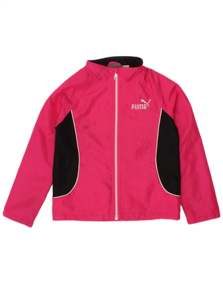PUMA Girls Tracksuit Top Jacket 3-4 Years Pink Colourblock Polyester