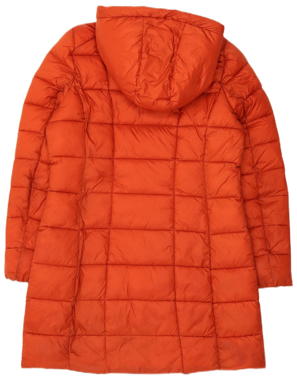 MICHAEL KORS Женское стеганое пальто с капюшоном UK 14 Medium Orange Nylon