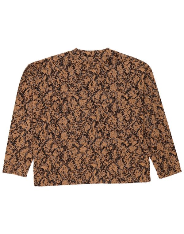Marks & Spencer Womens Top Long Sleeve UK 14 Large Brown Animal Print