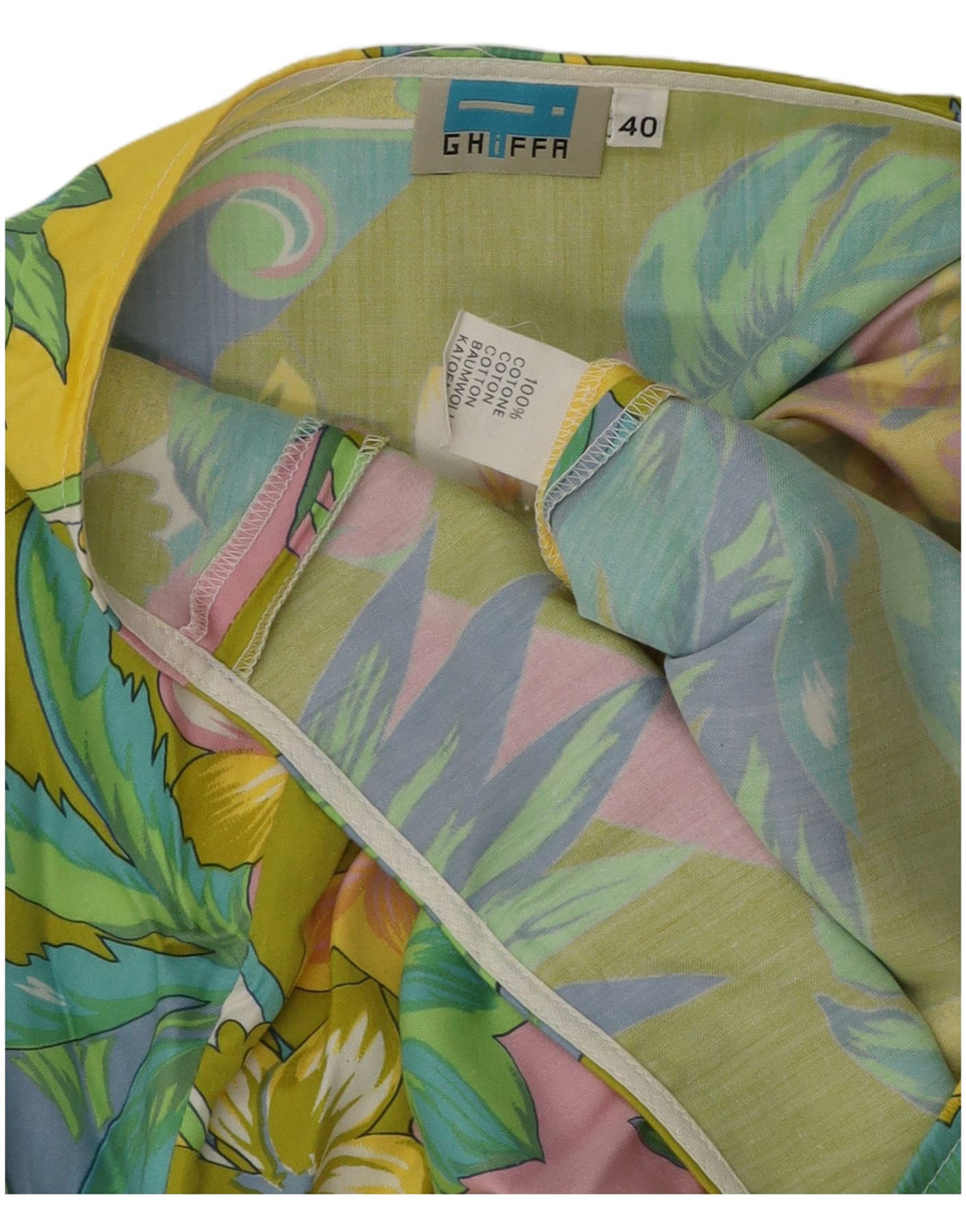 Винтажная женская юбка-трапеция EU 40, средний размер W30, разноцветный хлопок с цветочным принтом