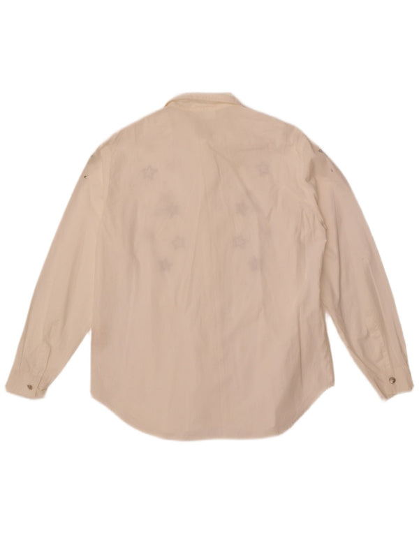 Женская рубашка с рисунком Roccobarocco IT 44, средний белый хлопок с геометрическим рисунком