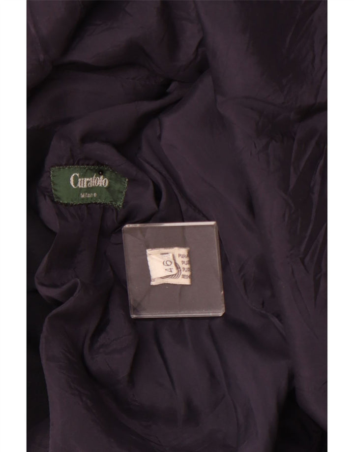 ВИНТАЖНЫЙ женский пиджак на 3 пуговицах IT 46, большой темно-синий, шерсть