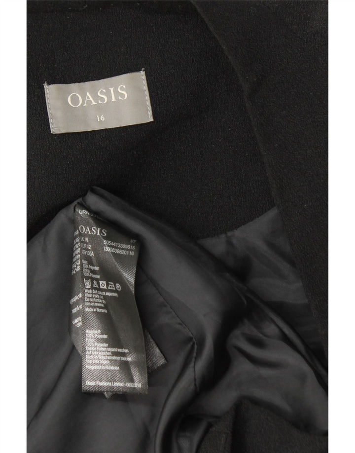 Женский открытый пиджак Oasis UK 16, большой черный полиэстер