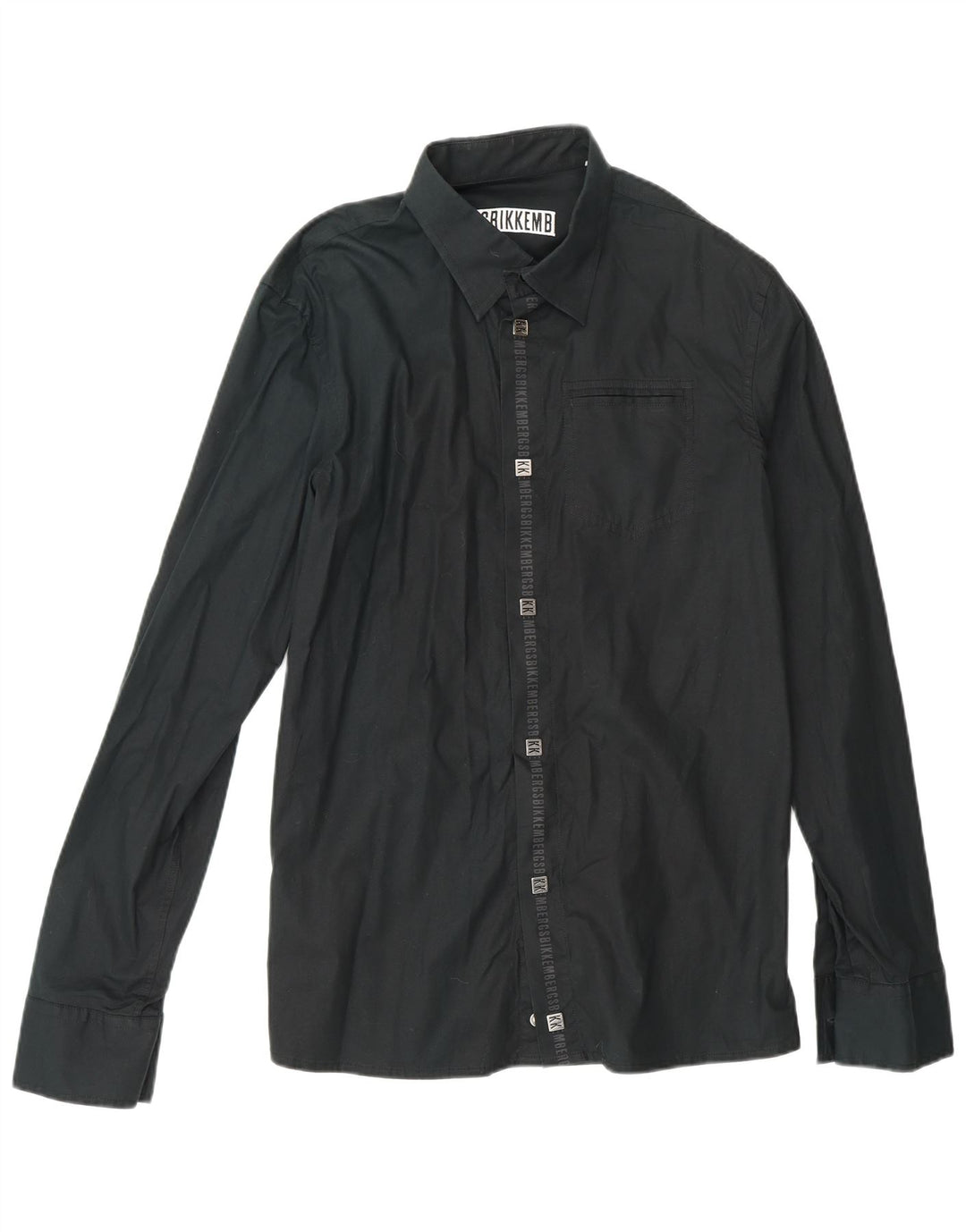 BIKKEMBERGS Мужская рубашка с рисунком, большая черная хлопковая рубашка