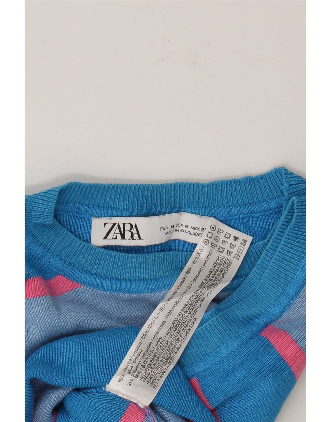 Женский укороченный жилет Zara UK 12, средний синий в полоску, вискоза